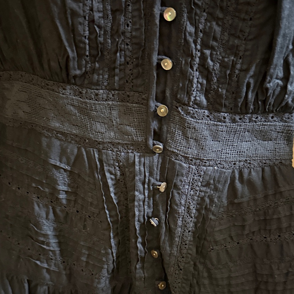 Veronica Beard Deep Navy Textured Button-Front Lo… - image 2